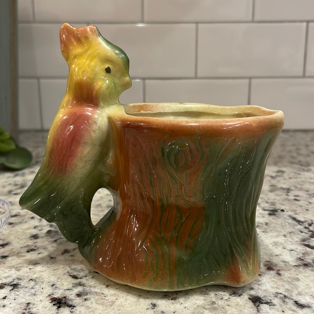 Antique. Vintage. Bird planter. Succulent planter. So cute.